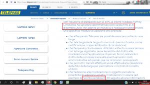 Un estratto del sito telepass.it