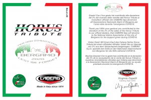 Il cartellino di HORUS TRIBUTE, casco di Caberg dedicato ai caduti di Bergamo per il COVID19